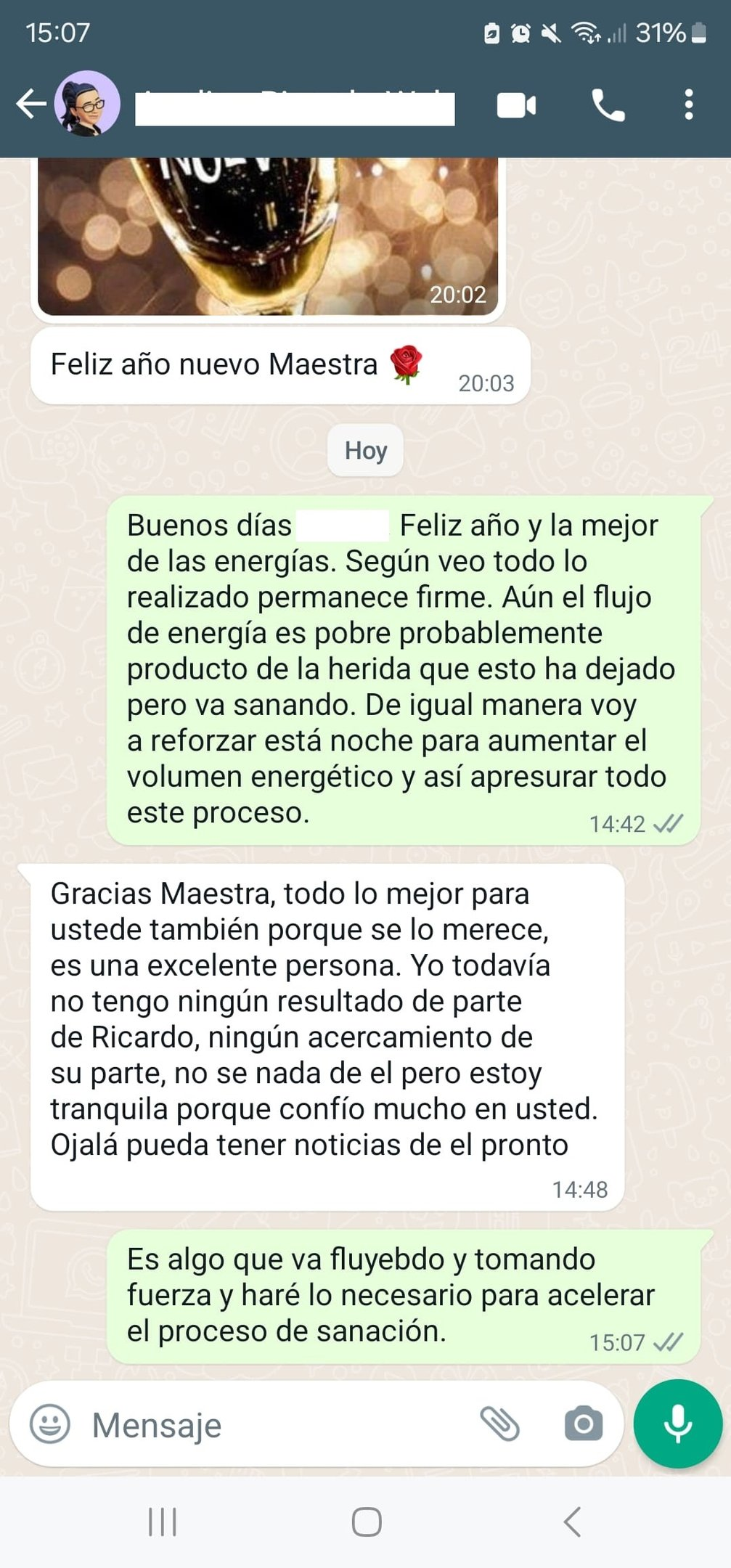 Testimonio sobre proceso de sanación